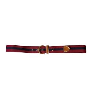 POLO RALPH LAUREN Vintage Women’s Classic Striped Belt Navy Blue Red Brown S